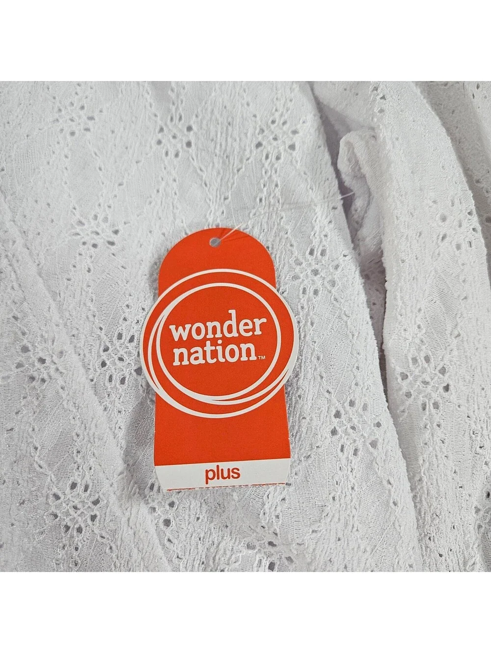 Wonder Nation Girls XL 14-16 Plus White Eyelet Smocked Long Sleeve Blouse NWT
